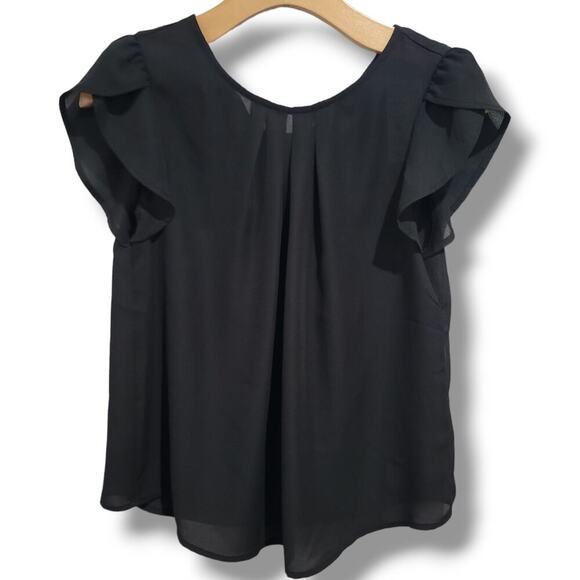 Papaya JUNIORS black Tulip short sleeves front Pleated blouse - medium - Picture 1 of 8